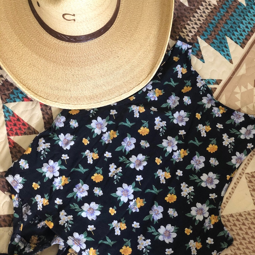 Floral tie front top